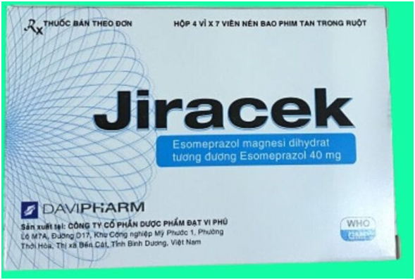Thuốc Jiracek 40 (Esomeprazole 40mg) DAVI hộp 28 viên điều trị viêm loét dạ dày, trào ngược thực quản